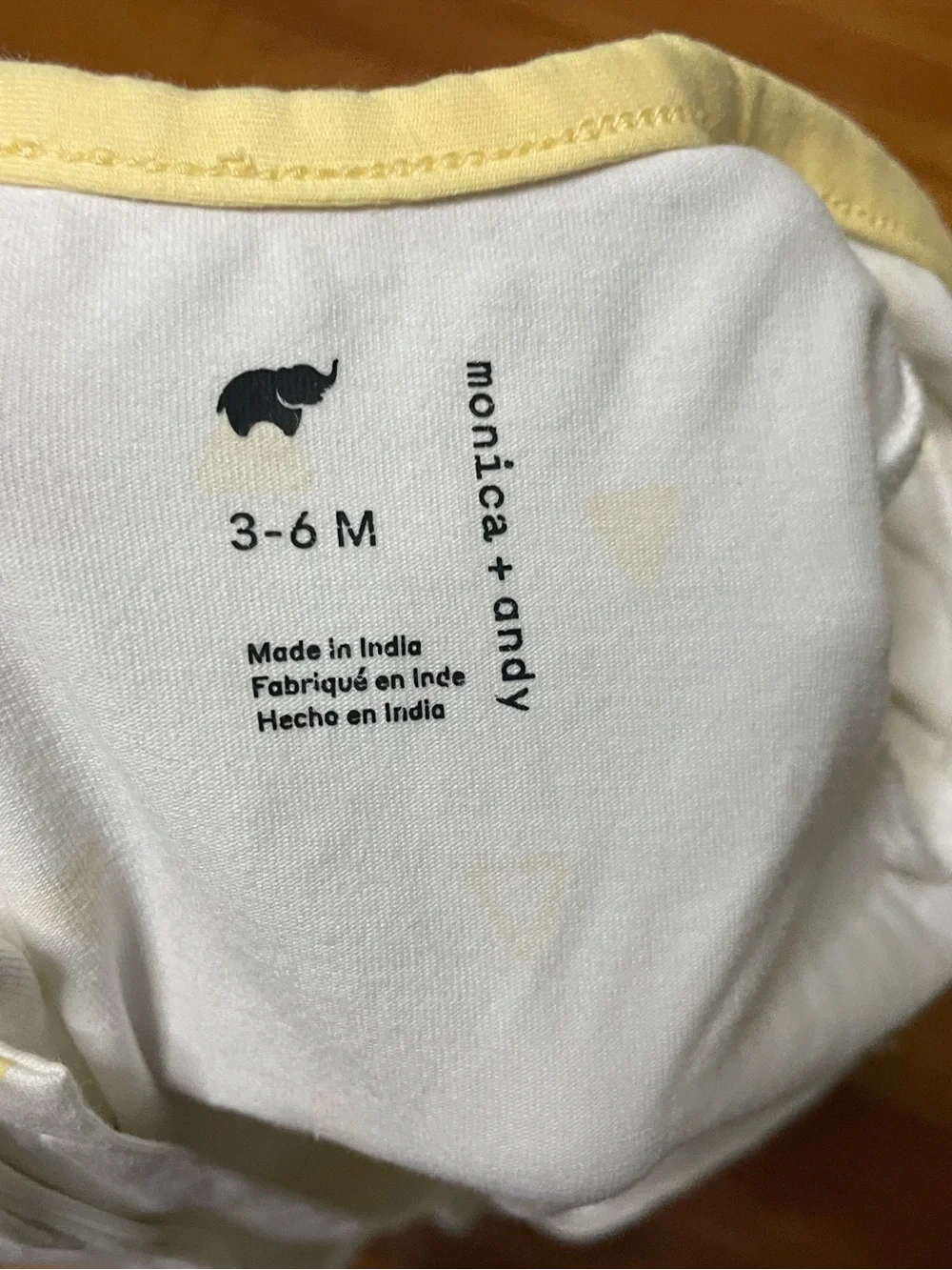 Monica + Andy Organic Cotton Footed One-Piece White Pajamas w Yellow Triangles